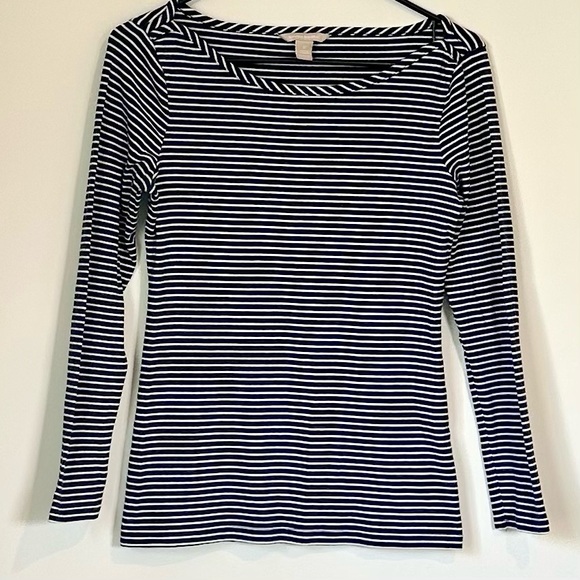 Banana Republic Tops - Banana Republic Navy and White Boatneck Striped Long Sleeve Top - Size: Small